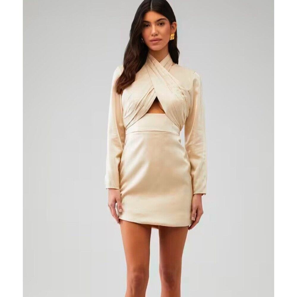 Revolve Keepsake Emilio Long Sleeve Mini Dress Oyster Off White - SZ M